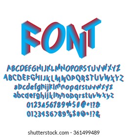 3D isometric letters, numbers and symbols. Three-Dimensional  typography for headlines, posters, web, mobile device etc. Isolated on white background