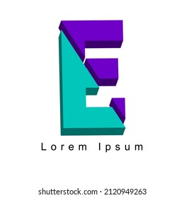 3d Isometric Logo Template Of Letter E