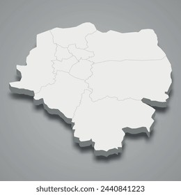 3d isometric map of Addis Ababa is a region of Ethiopia, vector illustration