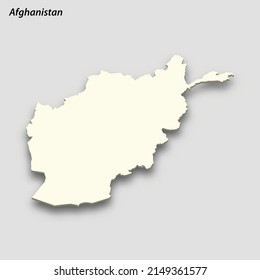 3d isometric map of Afghanistan isolated with shadow. Paper card style vector illustration