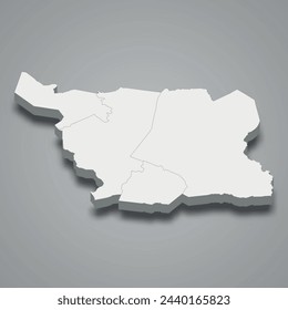 3d isometric map of Agneby-Tiassa is region of Ivory Coast, vector illustration