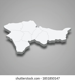 3d isometric map of Agri is a province of Turkey, vector illustration