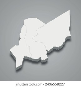 Mapa isométrico 3d de Ain Salah es una región de Argelia, ilustración vectorial