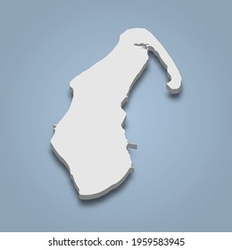 3d isometric map of Aitutaki is an island in Cook Islands, isolated vector illustration