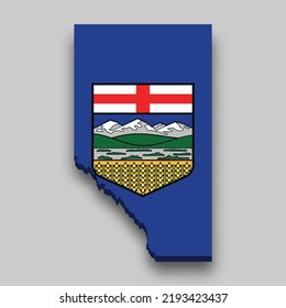 3d isometric Map of Alberta is a region of Canada with national flag