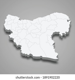 Mapa isométrico 3d de Alepo es una provincia de Siria, ilustración vectorial