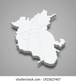 3d isometric map of Almaty is a region of Kazakhstan, vector illustration