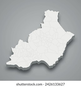 3d isometric map of Almeria is a province of Spain with borders municipalities