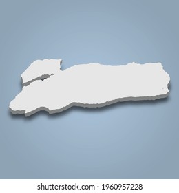 3d isometric map of Alor is an island in Indonesia, isolated vector illustration