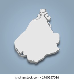 3d isometric map of Amager is an island in Denmark, isolated vector illustration