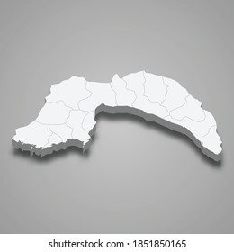3d isometric map of Antalya is a province of Turkey, vector illustration
