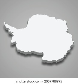 3d isometric map of Antarctica region, isolated with shadow vector illustration