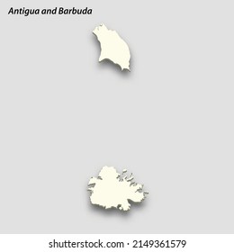 3D isometrische Karte von Antigua und Barbuda einzeln mit Schatten. Vektorgrafik auf Papierkarten