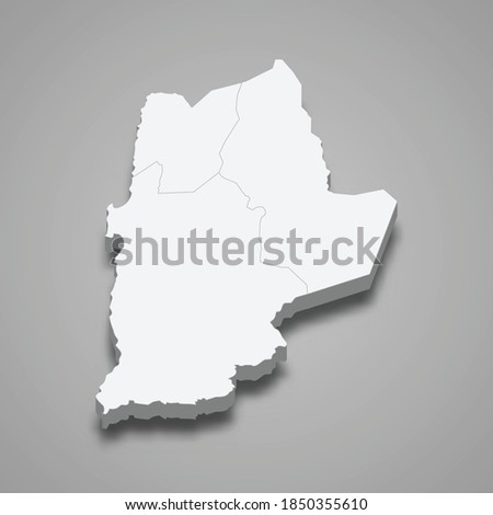 3d isometric map of Antofagasta is a region of Chile, vector illustration
