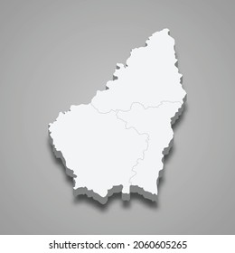 3d isometric map of Ardeche is a department in France, vector illustration
