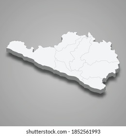 3d isometric map of Arequipa is a region of Peru, vector illustration