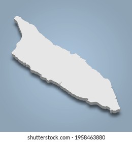 3d isometric map of Aruba is an island in Caribbean, isolated vector illustration