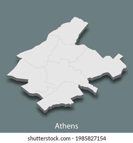 3d isometrische Karte von Athen ist eine Stadt von Griechenland, Vektorgrafik