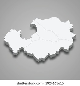 Mapa isométrico 3d de Attapeu es una provincia de Laos, ilustración vectorial