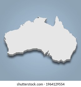 3d isometric map of Australia is an island in oceania, isolated vector illustration