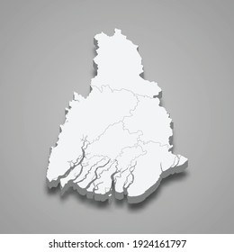 3d-isometrische Karte von Ayeyarwady ist eine Region Myanmar, Vektorgrafik