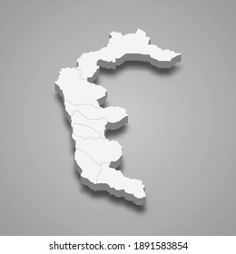 3d mapa isométrico de Azad Jammu y Cachemira es una provincia de Pakistán, ilustración vectorial