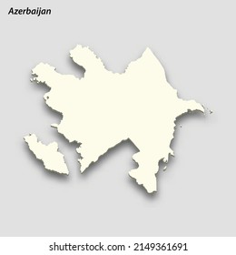 3d isometric map of Azerbaijan isolated with shadow. Paper card style vector illustration