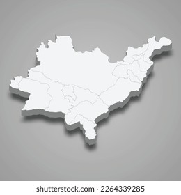 3d isometric map of Azuay is a province of Ecuador isolated with shadow 