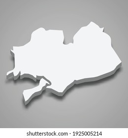 3d-isometrische Karte der Provinz Ba Ria-Vung Tau in Vietnam, Vektorgrafik