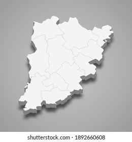 3d isometric map of Bacs-Kiskun is a county of Hungary, vector illustration
