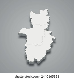 3D isometrische Karte von Bagoue ist Region der Elfenbeinküste, Vektor-Illustration