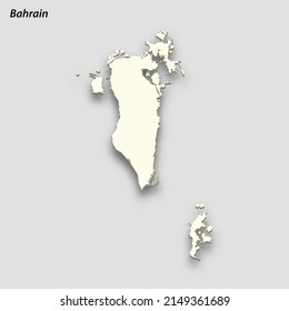 3d isometric map of Bahrain isolated with shadow. Paper card style vector illustration