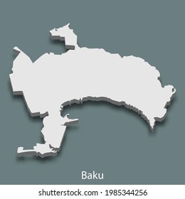 3d isometric map of Baku is a city of Azerbaijan , vector illustration svg