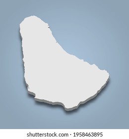 3d isometric map of Barbados is an island in Caribbean, isolated vector illustration