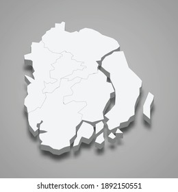 3d isometric map of Barisal is a division of Bangladesh, vector illustration