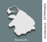 3d isometric map of Barranquilla is a city of Colombia, vector illustration