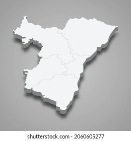 3d isometric map of Bas-Rhin is a department in France, vector illustration