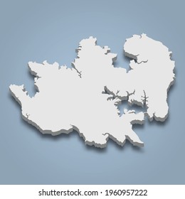 3d isometric map of Batam is an island in Indonesia, isolated vector illustration