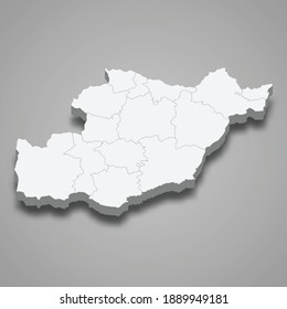 Mapa isométrico 3d de Beja es un distrito de Portugal, ilustración vectorial