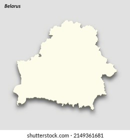 3d isometric map of Belarus isolated with shadow. Paper card style vector illustration