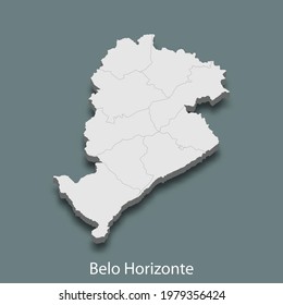 3d isometric map of Belo Horizonte is a city of Brazil , vector illustration