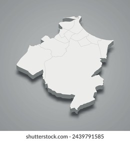 3d isometric map of Ben Arous is a Governorate of Tunisia, vector illustration