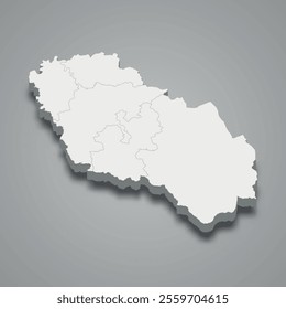 3d isometric map of Berat is a region of Albania, vector illustration