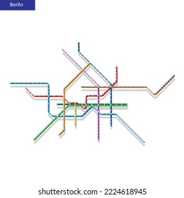 3d isometric Map of the Berlin metro subway. Template of city transportation scheme for underground road