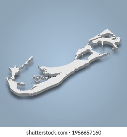 3d mapa isométrico de las Bermudas es una isla en el Océano Atlántico Norte, ilustración vectorial aislada