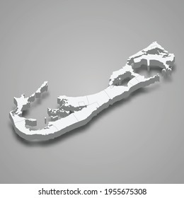 3d isometric map of Bermuda, isolated with shadow vector illustration