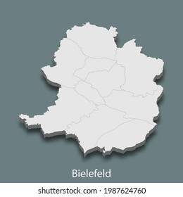 3d isometric map of Bielefeld is a city of Germany, vector illustration
