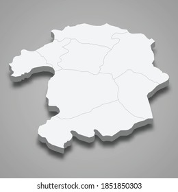 3d isometric map of Bingol is a province of Turkey, vector illustration