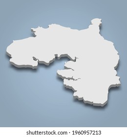 3d isometric map of Bintan is an island in Indonesia, isolated vector illustration