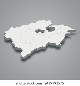 Mapa isométrico 3d de Bizerte es una gobernación de Túnez, ilustración vectorial
